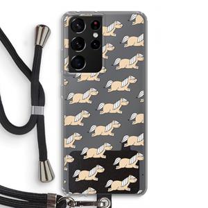 CaseCompany Ponys: Samsung Galaxy S21 Ultra Transparant Hoesje met koord
