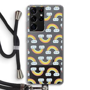 CaseCompany Regenboog: Samsung Galaxy S21 Ultra Transparant Hoesje met koord