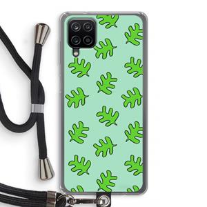 CaseCompany Groene blaadjes: Samsung Galaxy A12 Transparant Hoesje met koord