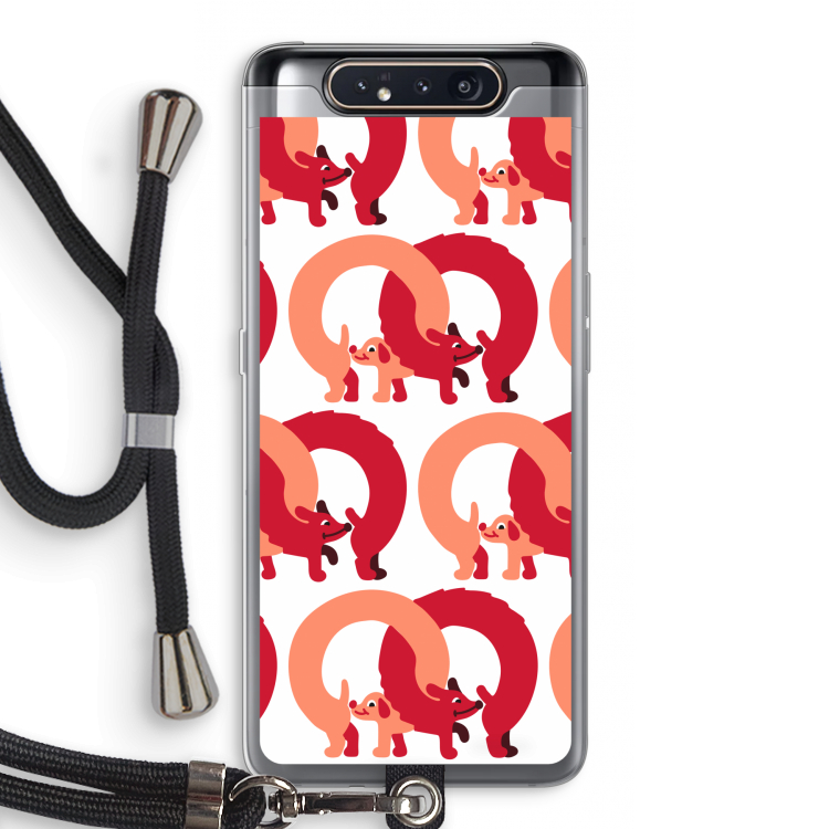 CaseCompany Dogs: Samsung Galaxy A80 Transparant Hoesje met koord