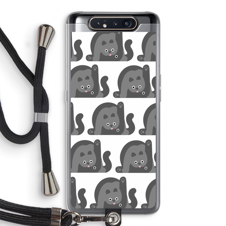 CaseCompany Cats: Samsung Galaxy A80 Transparant Hoesje met koord