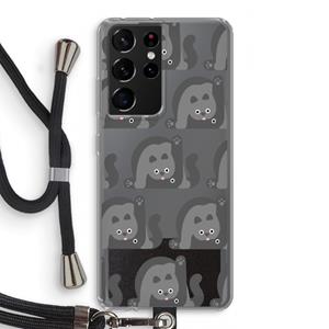 CaseCompany Cats: Samsung Galaxy S21 Ultra Transparant Hoesje met koord