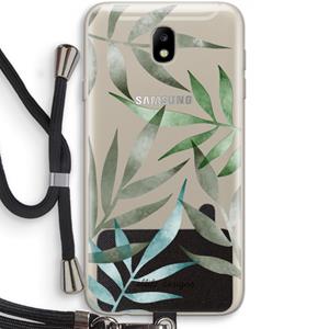 CaseCompany Tropical watercolor leaves: Samsung Galaxy J7 (2017) Transparant Hoesje met koord
