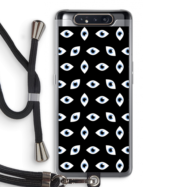 CaseCompany Eyes pattern: Samsung Galaxy A80 Transparant Hoesje met koord