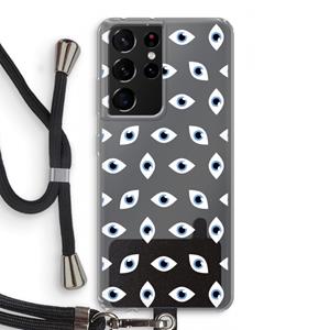 CaseCompany Eyes pattern: Samsung Galaxy S21 Ultra Transparant Hoesje met koord