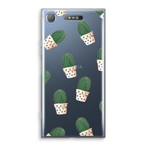 CaseCompany Cactusprint roze: Sony Xperia XZ1 Transparant Hoesje