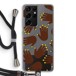 CaseCompany Hands dark: Samsung Galaxy S21 Ultra Transparant Hoesje met koord