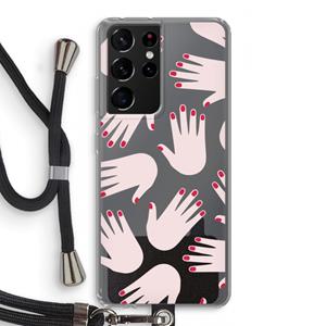 CaseCompany Hands pink: Samsung Galaxy S21 Ultra Transparant Hoesje met koord