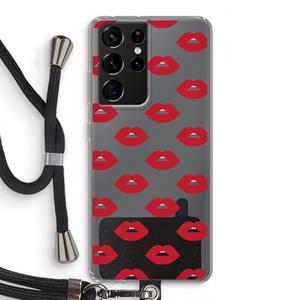 CaseCompany Lips: Samsung Galaxy S21 Ultra Transparant Hoesje met koord