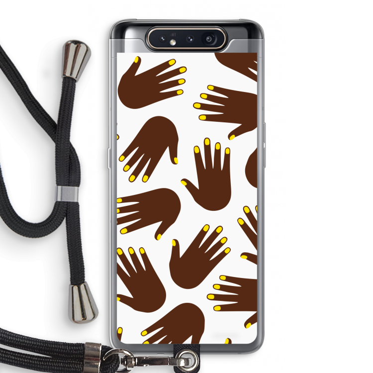 CaseCompany Hands dark: Samsung Galaxy A80 Transparant Hoesje met koord
