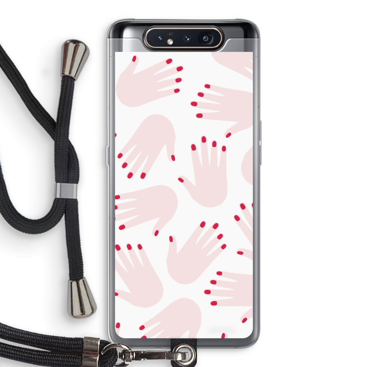 CaseCompany Hands pink: Samsung Galaxy A80 Transparant Hoesje met koord