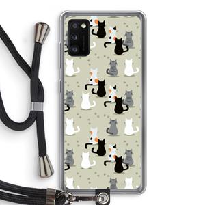CaseCompany Katten: Samsung Galaxy A41 Transparant Hoesje met koord