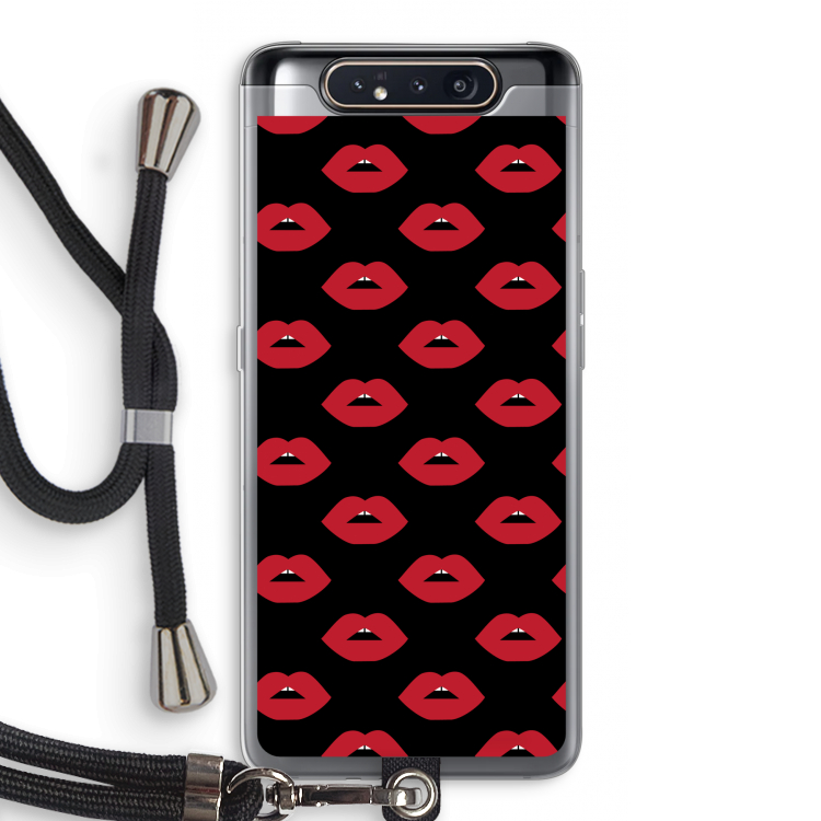 CaseCompany Lips: Samsung Galaxy A80 Transparant Hoesje met koord