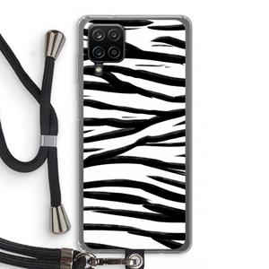 CaseCompany Zebra pattern: Samsung Galaxy A12 Transparant Hoesje met koord