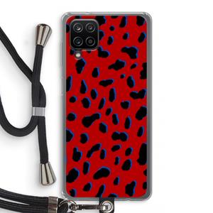 CaseCompany Red Leopard: Samsung Galaxy A12 Transparant Hoesje met koord