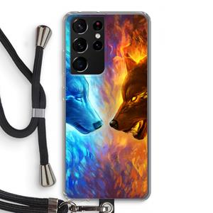 CaseCompany Fire & Ice: Samsung Galaxy S21 Ultra Transparant Hoesje met koord