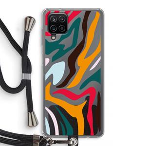 CaseCompany Colored Zebra: Samsung Galaxy A12 Transparant Hoesje met koord