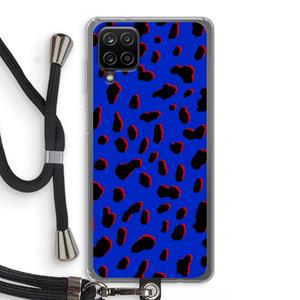 CaseCompany Blue Leopard: Samsung Galaxy A12 Transparant Hoesje met koord