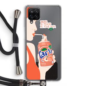 CaseCompany Peach please!: Samsung Galaxy A12 Transparant Hoesje met koord