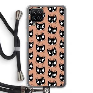 CaseCompany Kat: Samsung Galaxy A12 Transparant Hoesje met koord