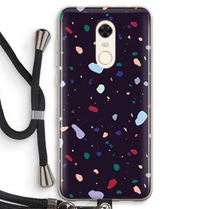 CaseCompany Dark Rounded Terrazzo: Xiaomi Redmi 5 Transparant Hoesje met koord