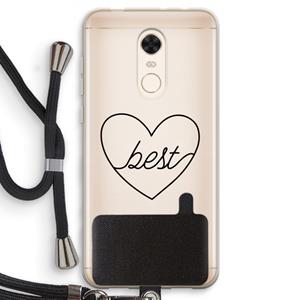 CaseCompany Best heart black: Xiaomi Redmi 5 Transparant Hoesje met koord