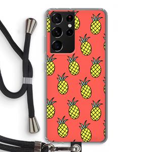 CaseCompany Ananas: Samsung Galaxy S21 Ultra Transparant Hoesje met koord