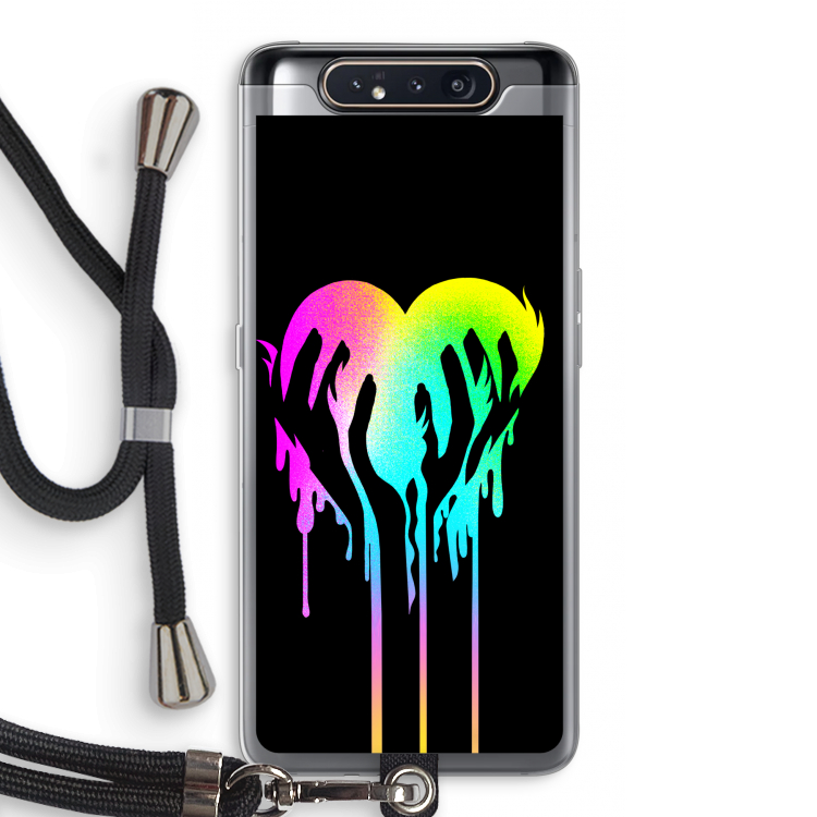CaseCompany Hold My Heart: Samsung Galaxy A80 Transparant Hoesje met koord