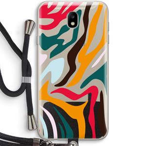 CaseCompany Colored Zebra: Samsung Galaxy J7 (2017) Transparant Hoesje met koord