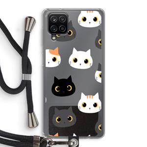 CaseCompany Katten: Samsung Galaxy A12 Transparant Hoesje met koord