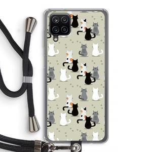 CaseCompany Katten: Samsung Galaxy A12 Transparant Hoesje met koord