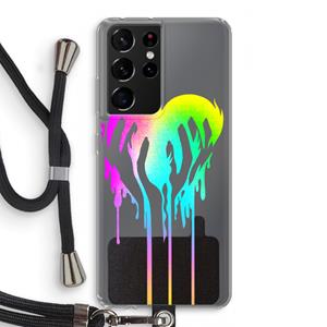 CaseCompany Hold My Heart: Samsung Galaxy S21 Ultra Transparant Hoesje met koord