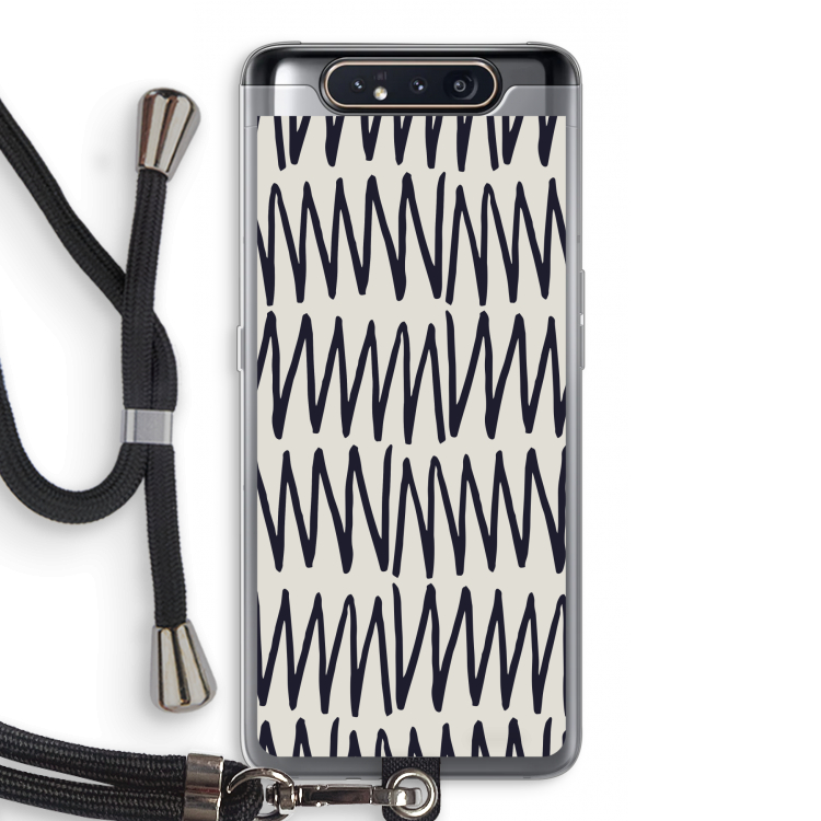 CaseCompany Marrakech Zigzag: Samsung Galaxy A80 Transparant Hoesje met koord