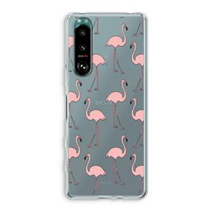 CaseCompany Anything Flamingoes: Sony Xperia 5 III Transparant Hoesje