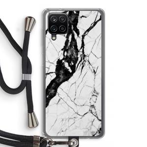 CaseCompany Witte marmer 2: Samsung Galaxy A12 Transparant Hoesje met koord