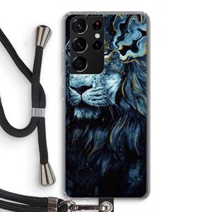 CaseCompany Darkness Lion: Samsung Galaxy S21 Ultra Transparant Hoesje met koord