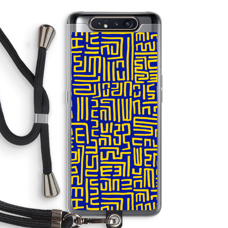 CaseCompany Majorelle Blue Print: Samsung Galaxy A80 Transparant Hoesje met koord