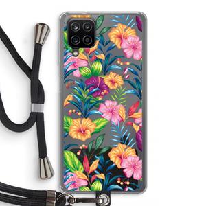 CaseCompany Tropisch 2: Samsung Galaxy A12 Transparant Hoesje met koord
