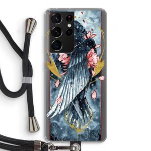 CaseCompany Golden Raven: Samsung Galaxy S21 Ultra Transparant Hoesje met koord