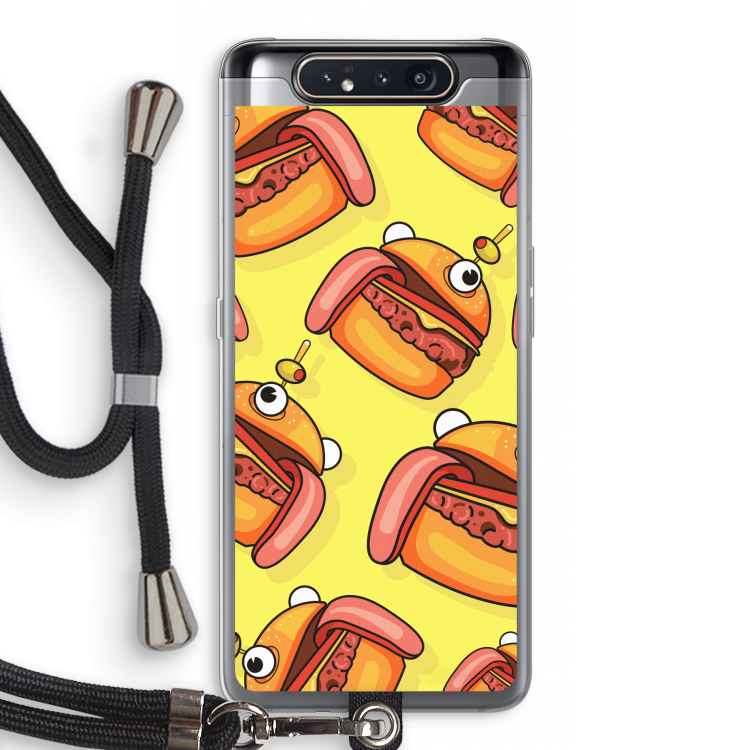 CaseCompany Hamburger: Samsung Galaxy A80 Transparant Hoesje met koord