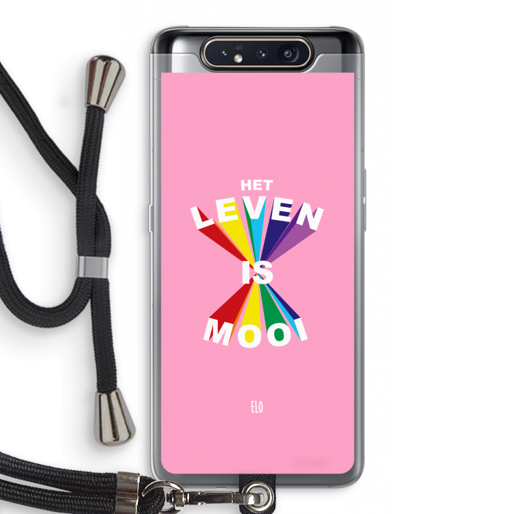 CaseCompany Het Leven Is Mooi: Samsung Galaxy A80 Transparant Hoesje met koord