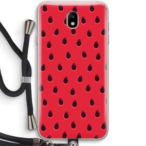 CaseCompany Watermelon: Samsung Galaxy J7 (2017) Transparant Hoesje met koord