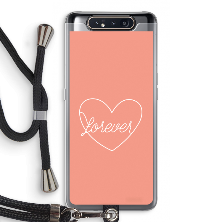CaseCompany Forever heart: Samsung Galaxy A80 Transparant Hoesje met koord