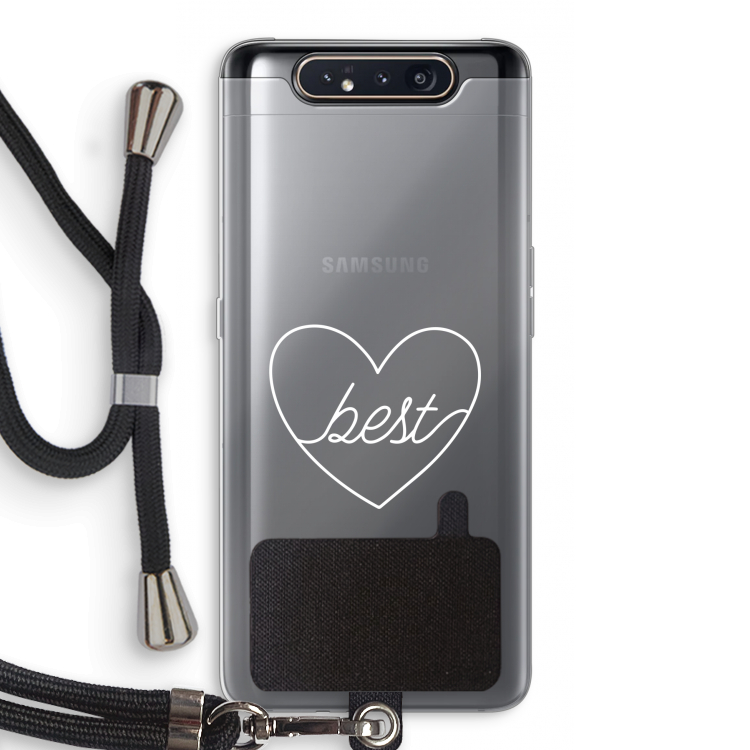 CaseCompany Best heart pastel: Samsung Galaxy A80 Transparant Hoesje met koord