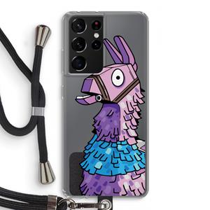 CaseCompany Lama: Samsung Galaxy S21 Ultra Transparant Hoesje met koord