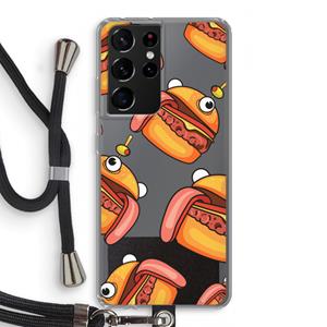 CaseCompany Hamburger: Samsung Galaxy S21 Ultra Transparant Hoesje met koord