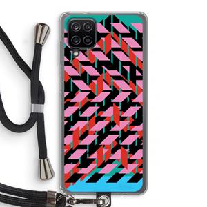 CaseCompany Skew Blush 2: Samsung Galaxy A12 Transparant Hoesje met koord