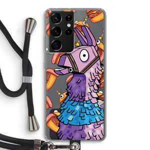 CaseCompany Loot Burger: Samsung Galaxy S21 Ultra Transparant Hoesje met koord