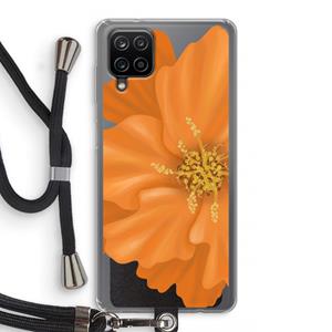 CaseCompany Orange Ellila flower: Samsung Galaxy A12 Transparant Hoesje met koord