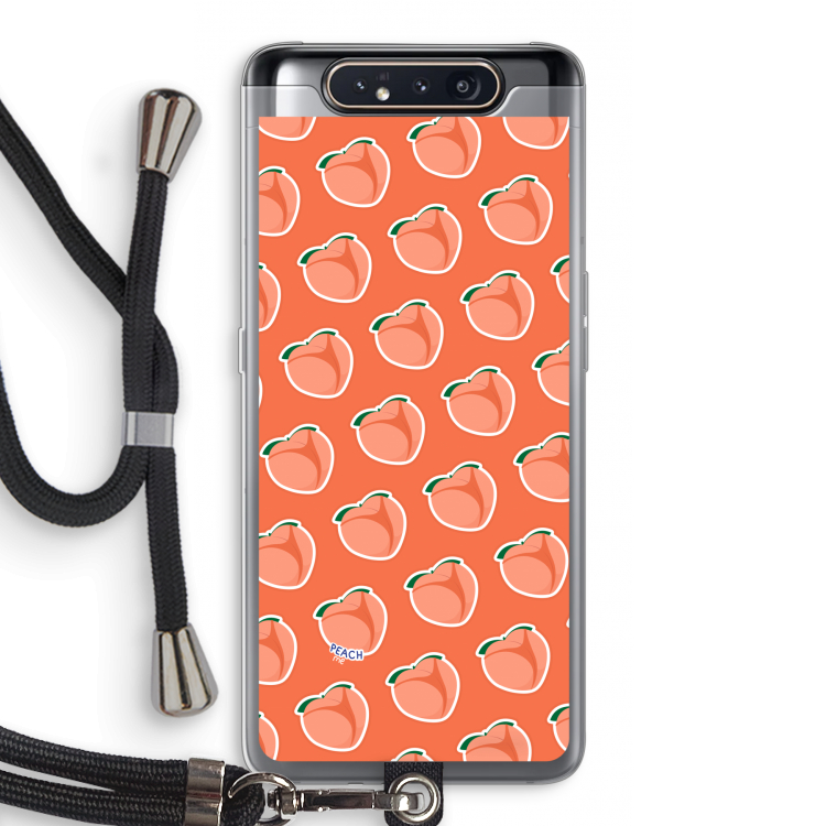 CaseCompany Just peachy: Samsung Galaxy A80 Transparant Hoesje met koord